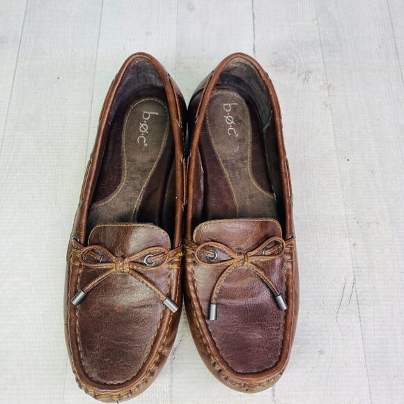 B.O.C. Womens CAROLANN Brown Leather Bow Slip On Flats Loafer Shoes Size 8 W - Picture 8 of 16